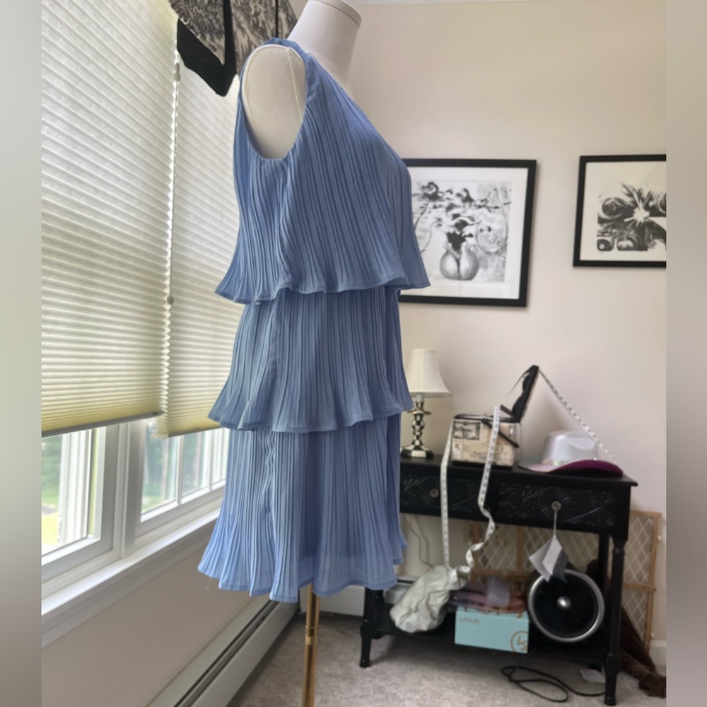 Blue One-Shoulder Ruffled Tiered Sundress - Picture 3 of 7
